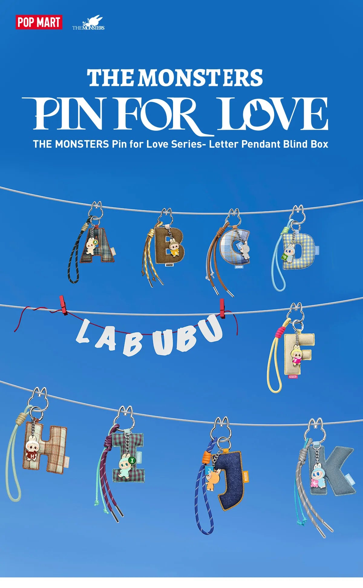 THE MONSTERS Pin for Love Series- Letter Pendant Blind Box (A-Z)